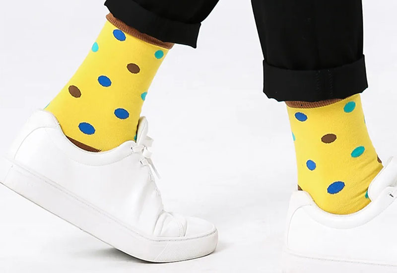 大圓點襪-黃 厚襪款(2種尺寸)